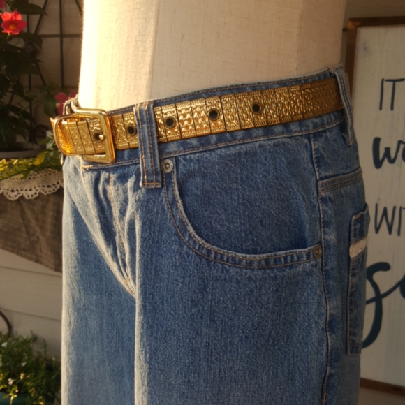 VINTAGE ♡ Super-Sweet Gorgeous All Solid Heavy G O L D Metal Wide Linked Belt S - Picture 5 of 13